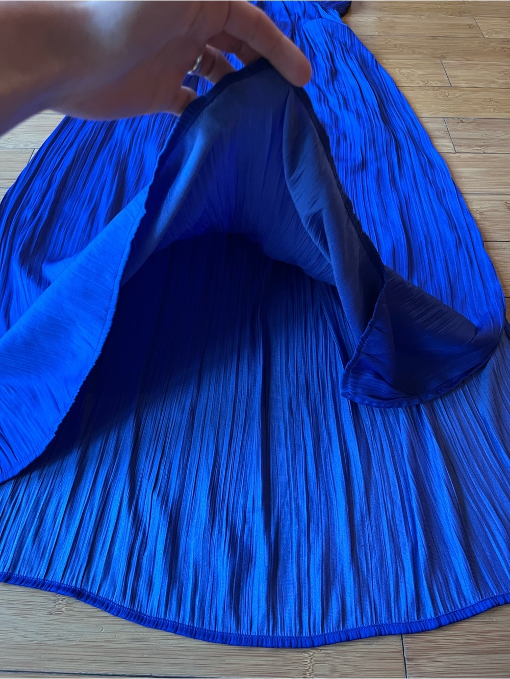 Anthropologie Cobalt Blue Halter Tie Back Draped Maxi Dress - Picture 7 of 12